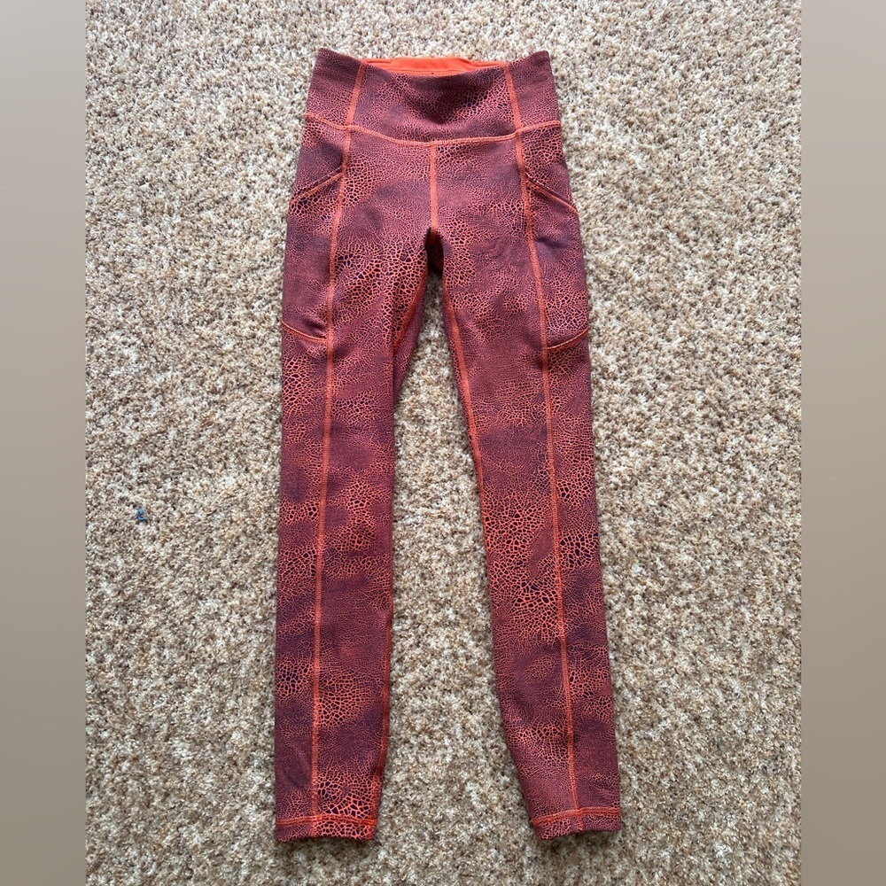 NWOT Lululemon Invigorate HR High Rise Tight 25” Crackle Graze Orange Size 2